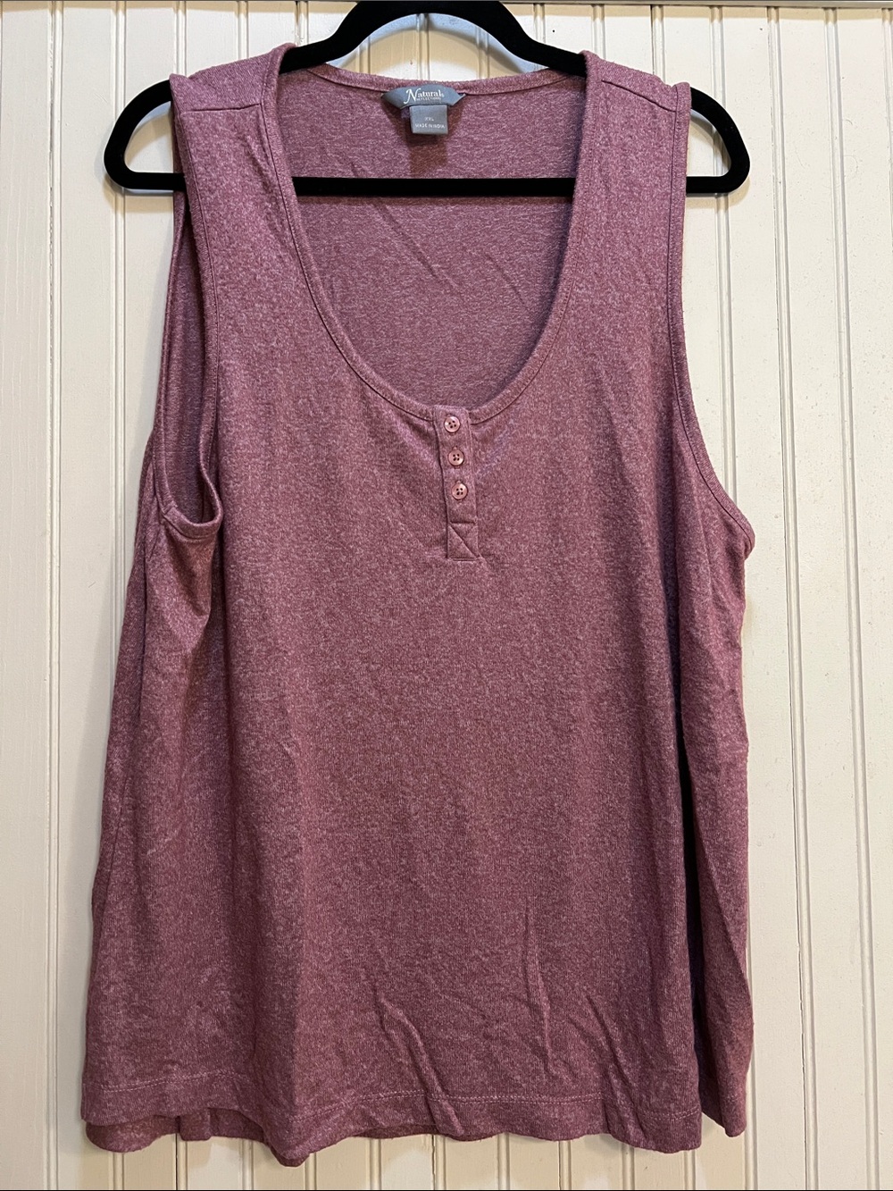 Natural Reflections Dusty Rose Henley Tank Top